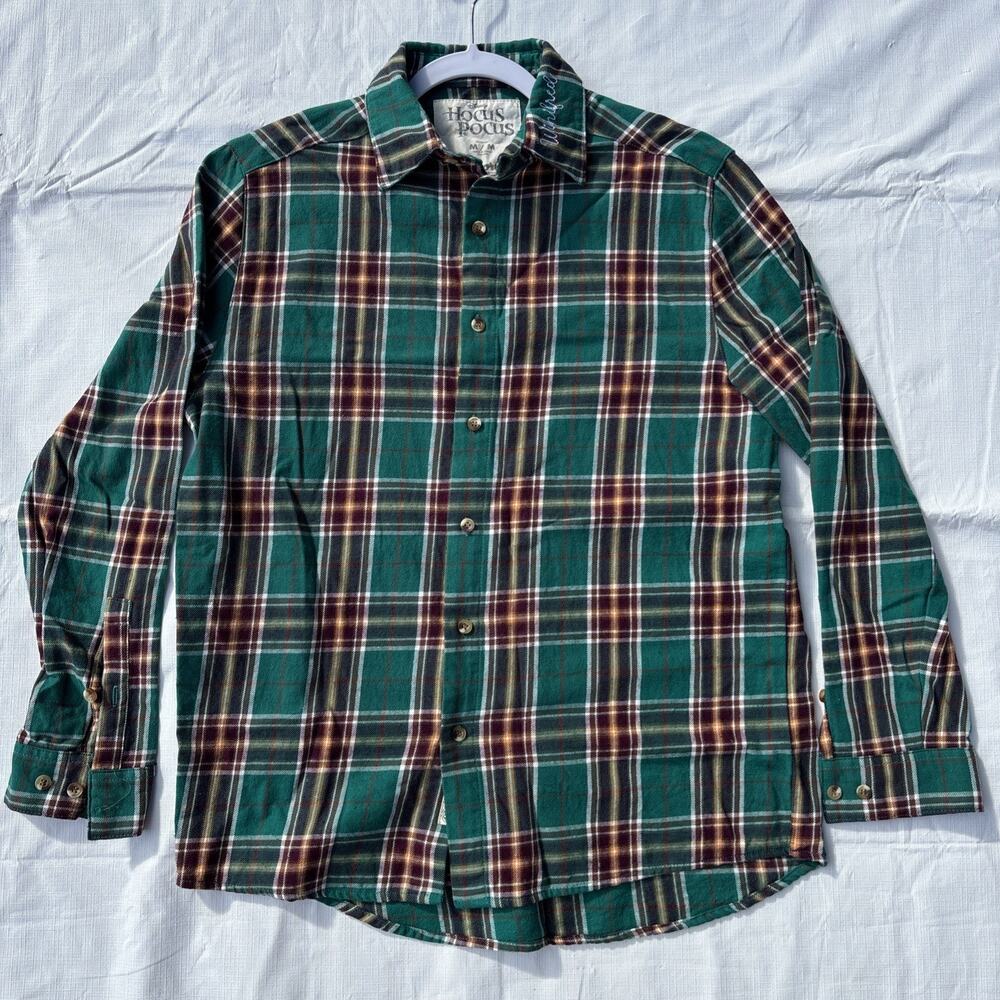 Cakeworthy Disney Hocus Pocus Winifred Midler Plaid Flannel LS Button Up - M EUC - Picture 2 of 11